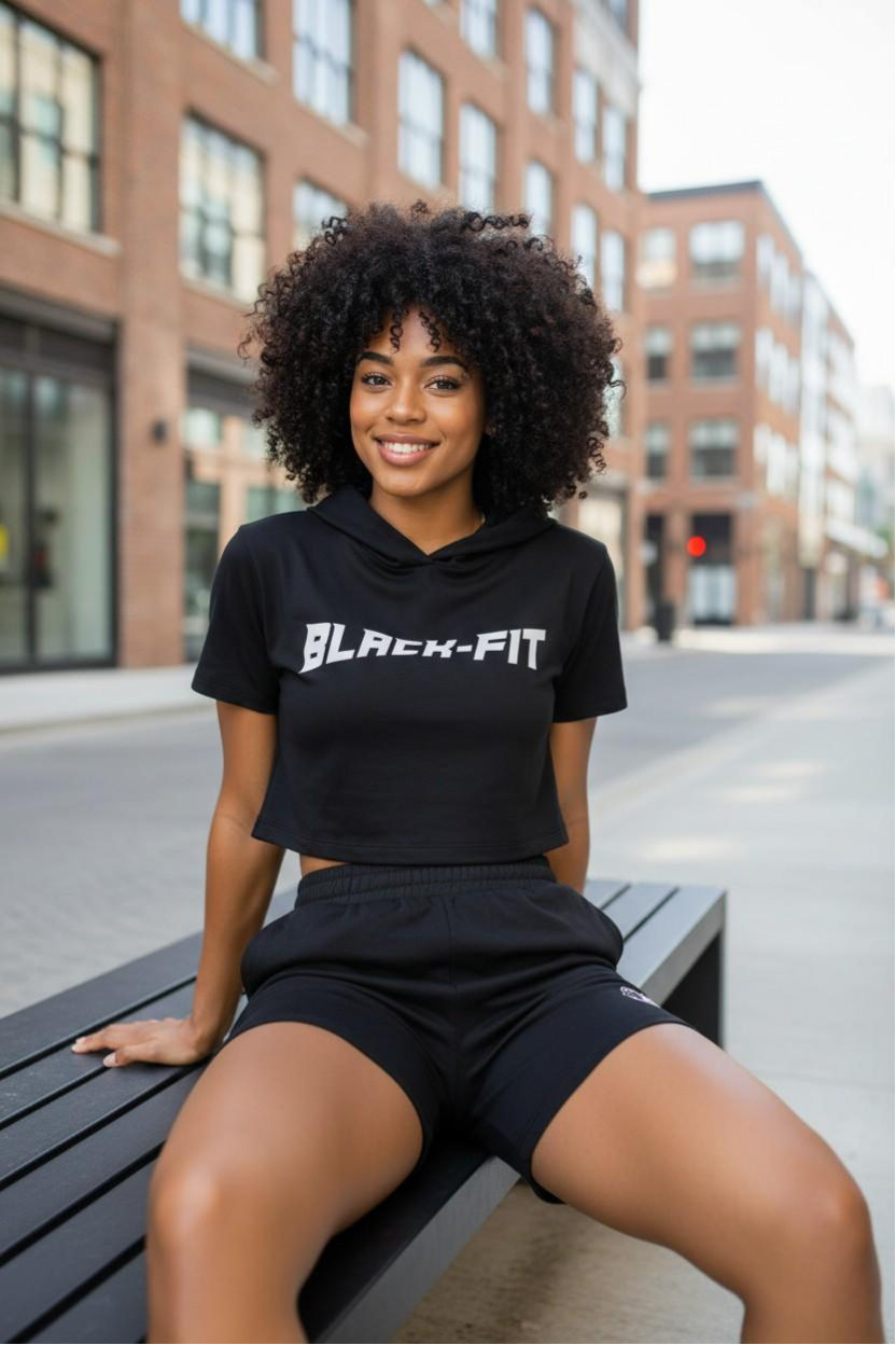 BF Women's Crop Top Hooded Short Set