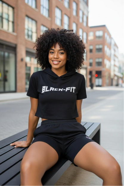 BF Women's Crop Top Hooded Short Set