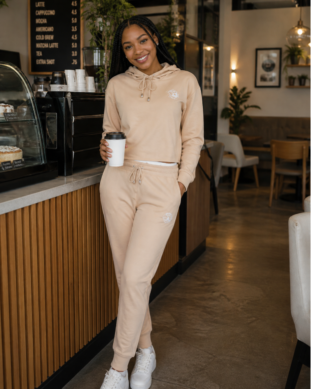BF Women's Crop Top Hoodie/Jogger Set (Embroidered)